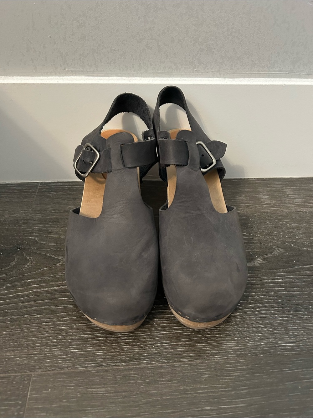 Women’s Navy T-Strap Mary Jane Clog Heels - Picture 2 of 6